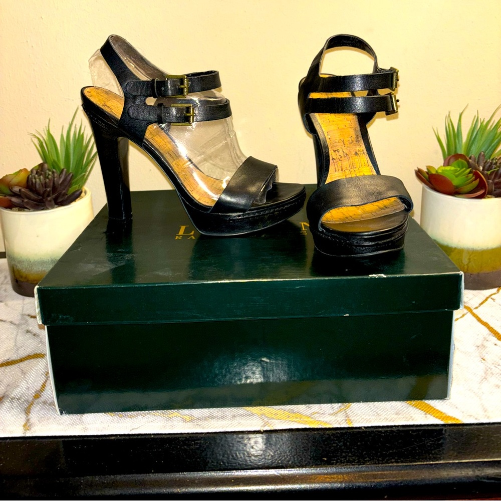 Ralph Lauren black platform sandals; very comfortable, nice and admirable on